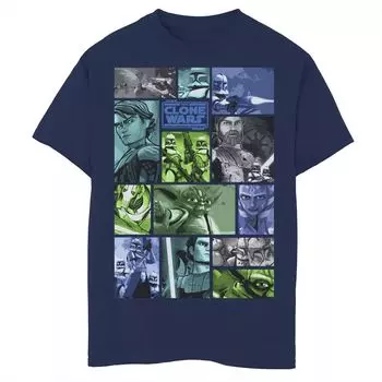 Футболка с графическими панелями для мальчиков 8–20 лет «Звездные войны: Войны клонов», групповая фотография Star Wars