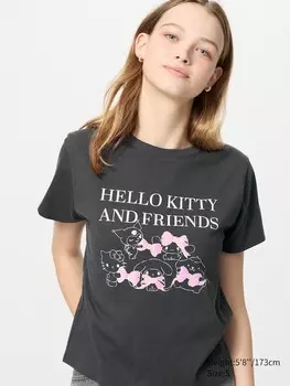 Футболка с графическими персонажами Sanrio Uniqlo, цвет 08 серый