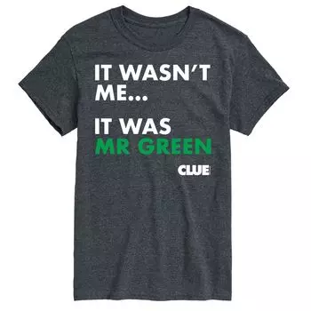 Футболка с графическими рисунками Big & Tall Clue It Was Mr Green Licensed Character, серый
