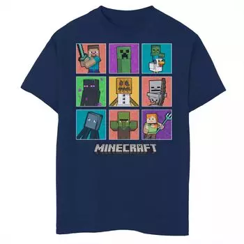 Футболка с графической сеткой и портретной панелью персонажа Minecraft для мальчиков 8–20 лет Licensed Character
