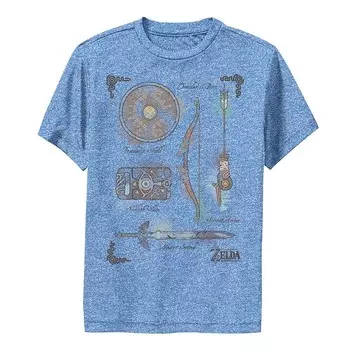 Футболка с графической сеткой Zelda Breath Of The Wild Inventory для мальчиков 8–20 лет Licensed Character, цвет Royal Heather