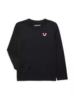 Футболка с графичным логотипом для мальчиков True Religion, черный