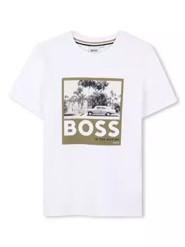 Футболка с графичным принтом BOSS Kidswear, белый
