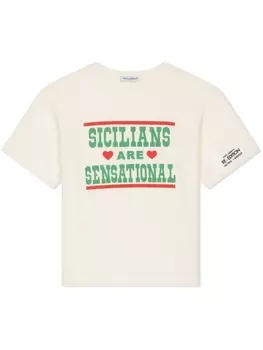 Футболка с графичным принтом Dolce & Gabbana Kids, белый