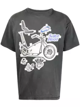 Футболка с графичным принтом и эффектом потертости SAINT MXXXXXX, серый