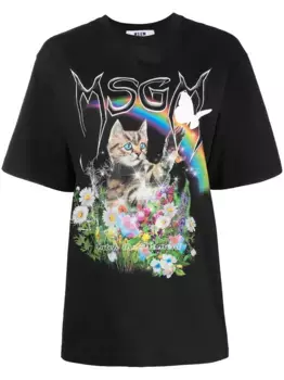 Футболка с графичным принтом и логотипом MSGM, черный