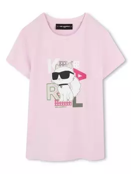 Футболка с графичным принтом Karl Lagerfeld Kids, розовый
