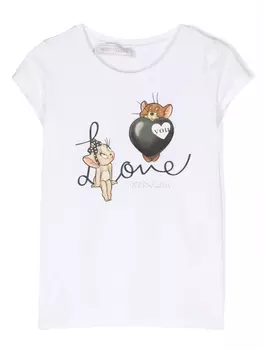 Футболка с графичным принтом Monnalisa, белый