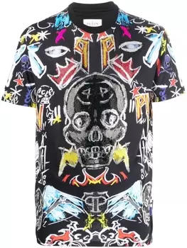 Футболка с графичным принтом Philipp Plein, черный