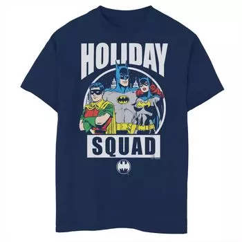 Футболка с графикой DC Comics для мальчиков 8–20 лет, Batman Holidays Heroes Squad Robin Licensed Character