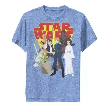 Футболка с графикой для мальчиков 8–20 лет «Звездные войны: Галактика приключений», герой, групповой снимок, представление Star Wars
