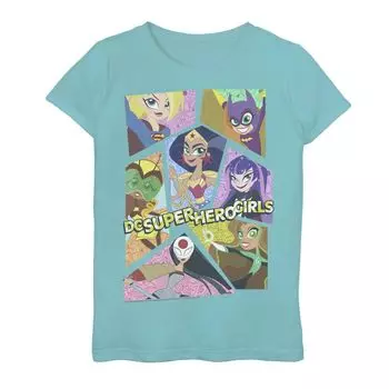 Футболка с графикой и коллажем для девочек 7–16 лет из комиксов DC Comics Super Hero Girls Group Licensed Character