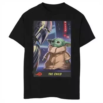 Футболка с графикой и коллекционной карточкой для мальчиков 8–20 лет, «Мандалорец, ребенок, известный как Малыш Йода» Star Wars