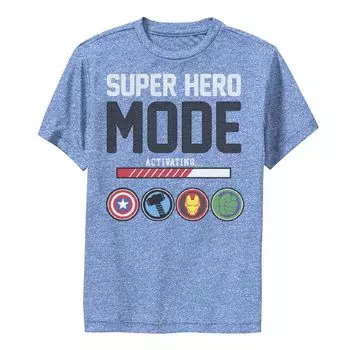 Футболка с графикой «Marvel Avengers Assemble» для мальчиков 8–20 лет, значок «Suer Hero Mode Performance» Marvel