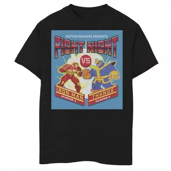 Футболка с графикой «Marvel Fight Night» в стиле ретро для мальчиков 8–20 лет, аркадная игра «Железный человек против Таноса» Marvel