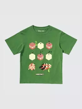 Футболка с графикой minecraft ut Uniqlo, цвет 54 зеленый