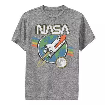 Футболка с графикой NASA Blast Off в стиле ретро для мальчиков 8–20 лет в радужную полоску Licensed Character