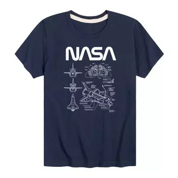 Футболка с графикой NASA Schematics для мальчиков 8–20 лет Licensed Character, синий