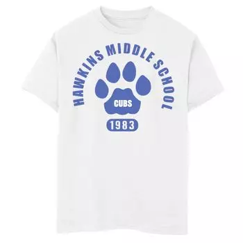 Футболка с графикой Netflix «Очень странные дела» Hawkins Middle School Cubs, 1983, для мальчиков 8–20 лет Licensed Character