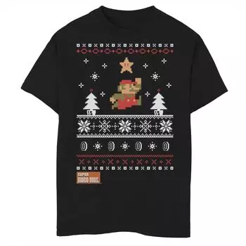Футболка с графикой Nintendo Super Mario Christmas Star Pixels для мальчиков 8–20 лет Licensed Character