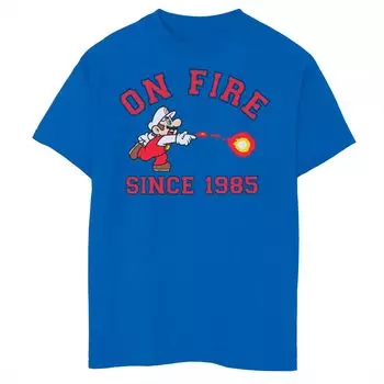 Футболка с графикой Nintendo Super Mario On Fire с 1985 года для мальчиков 8–20 лет Licensed Character