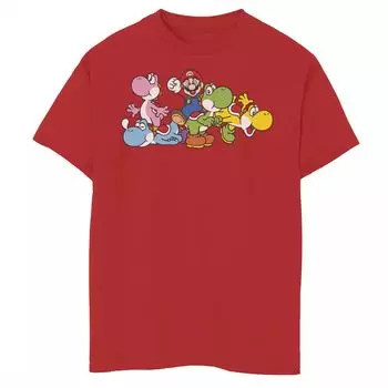 Футболка с графикой Nintendo Super Mario Yoshi Ride Group для мальчиков 8–20 лет Licensed Character
