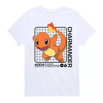 Футболка с графикой Pokemon Charmander Stats для мальчиков 8–20 лет Licensed Character, белый