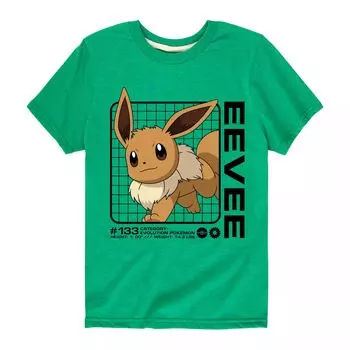 Футболка с графикой Pokemon Eevee Stats для мальчиков 8–20 лет Licensed Character