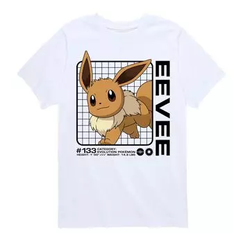 Футболка с графикой Pokemon Eevee Stats для мальчиков 8–20 лет Licensed Character, белый