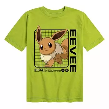 Футболка с графикой Pokemon Eevee Stats для мальчиков 8–20 лет Licensed Character, зеленый