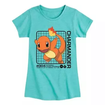 Футболка с графикой Pokmon Charmander Stats для девочек 7–16 лет Licensed Character