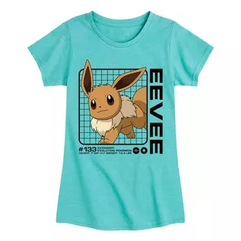 Футболка с графикой Pokmon Eeevee Stats для девочек 7–16 лет Licensed Character
