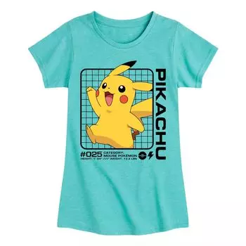 Футболка с графикой Pokmon Pikachu Stats для девочек 7–16 лет Licensed Character