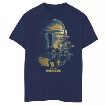Футболка с графикой R23 для мальчиков 8–20 лет «Звездные войны: мандалорская групповая съемка» Mashup Star Wars