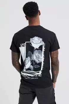 Футболка с графикой роза Boohoo, черный
