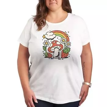 Футболка с грибами и клубникой Printio Plus Licensed Character, белый