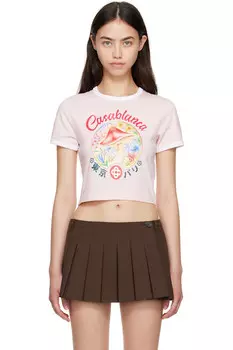 Футболка с грибным принтом Casablanca, розовый