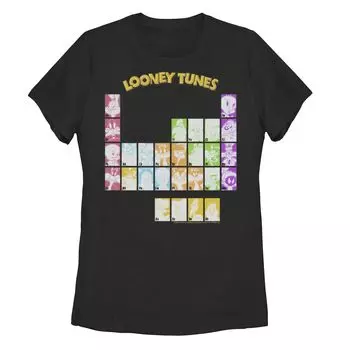 Футболка с групповой съемкой Looney Tunes и периодической таблицей мультяшек для юниоров Licensed Character