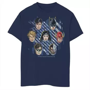 Футболка с групповым изображением «Лига справедливости DC Comics» для мальчиков 8–20 лет Licensed Character, темно-синий