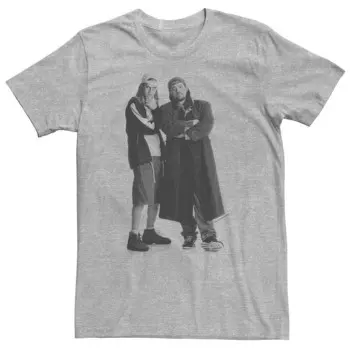 Футболка с групповым портретом Big & Tall Jay And Silent Bob в оттенках серого Licensed Character, цвет Athletic Heather
