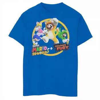 Футболка с групповым портретом Nintendo Super Mario 3D и Bowser's Fury для мальчиков 8–20 лет Licensed Character