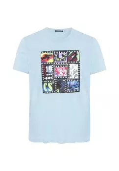 Футболка с художественным принтом спереди CHIEMSEE, цвет Sky Blue
