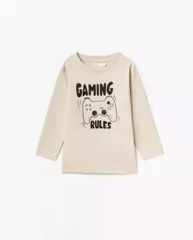 Футболка с игровым принтом Sfera, бежевый