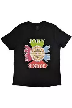 Футболка с именами Sgt Pepper Drum The Beatles, черный