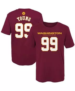 Футболка с именем и номером игрока основной футбольной команды для девочек и мальчиков дошкольного возраста Chase Young Burgundy Washington Football Team Outerstuff, красный