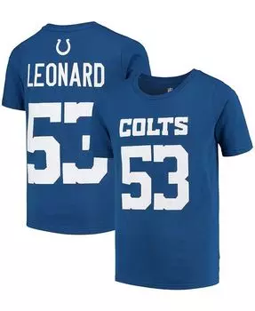 Футболка с именем и номером основного лайнера Big Boys Darius Leonard Royal Indianapolis Colts Outerstuff, синий