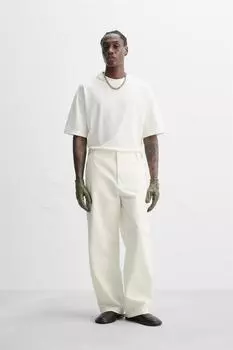 Футболка с интерлоком ZARA, белый