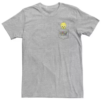 Футболка с искусственным карманом Big & Tall Looney Tunes Tweety Bird Licensed Character, цвет Athletic Heather