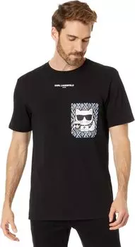 Футболка с искусственным карманом и принтом Choupette Karl Lagerfeld Paris, черный