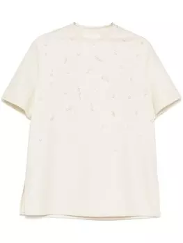 Футболка с искусственным жемчугом Jil Sander, нейтральный цвет